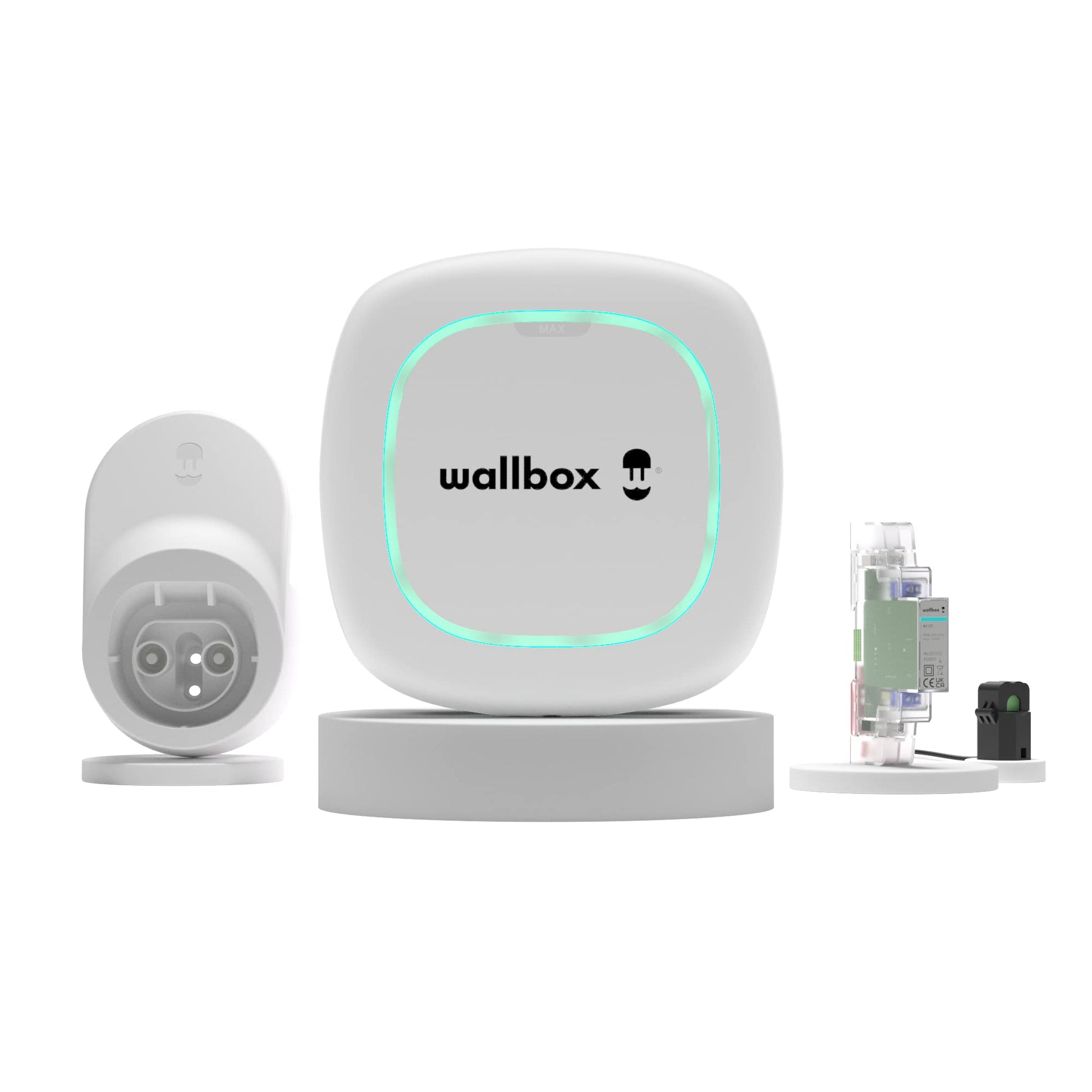 Wallbox Paquete de Carga Solar Pulsar Plus Cargador de vehículo eléctrico (7,4 kW, 5 Metros, Tipo 2, WiFi, Bluetooth, OCPP, Interior/Exterior) Blanco + Power Boost monofásico