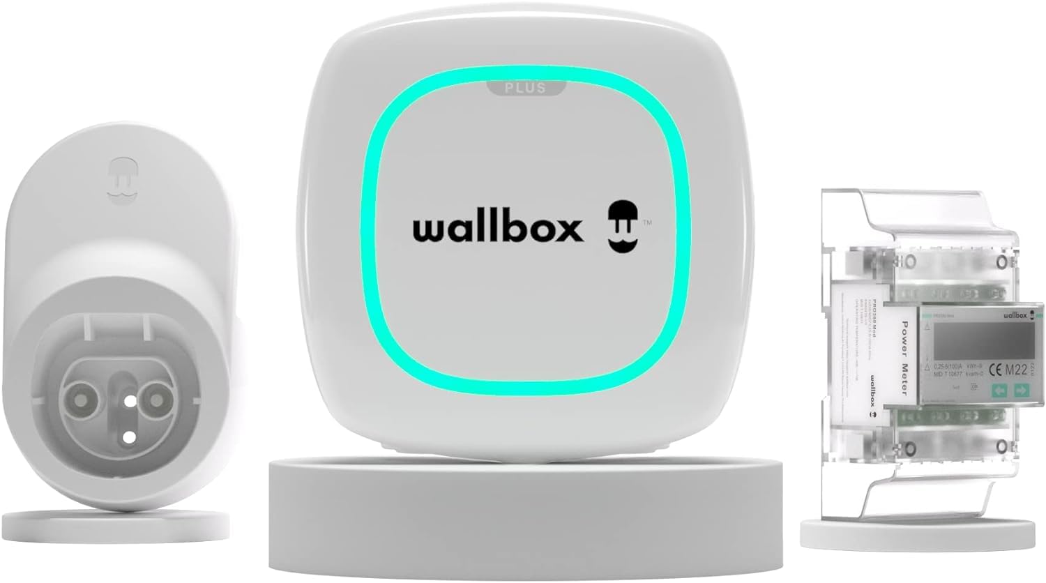 Wallbox Paquete de Carga Solar Pulsar Plus Cargador de vehículo eléctrico (7,4 kW, 5 Metros, Tipo 2, WiFi, Bluetooth, OCPP, Interior/Exterior) Blanco + Power Boost monofásico