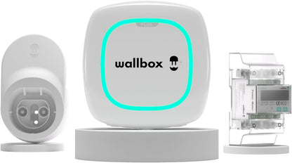 Wallbox Paquete de Carga Solar Pulsar Plus Cargador de vehículo eléctrico (7,4 kW, 5 Metros, Tipo 2, WiFi, Bluetooth, OCPP, Interior/Exterior) Blanco + Power Boost monofásico
