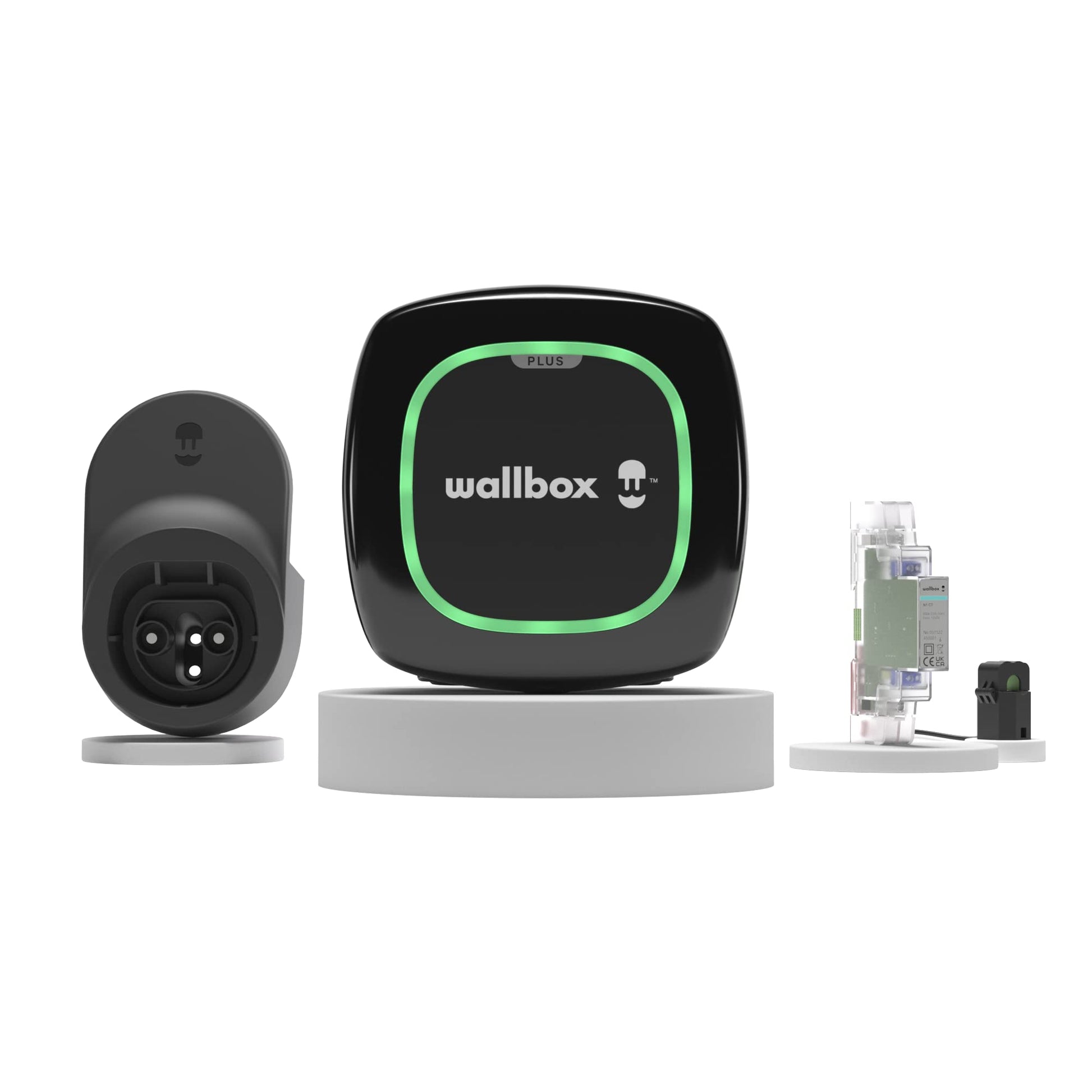 Wallbox Paquete de Carga Solar Pulsar Plus Cargador de vehículo eléctrico (7,4 kW, 5 Metros, Tipo 2, WiFi, Bluetooth, OCPP, Interior/Exterior) Blanco + Power Boost monofásico