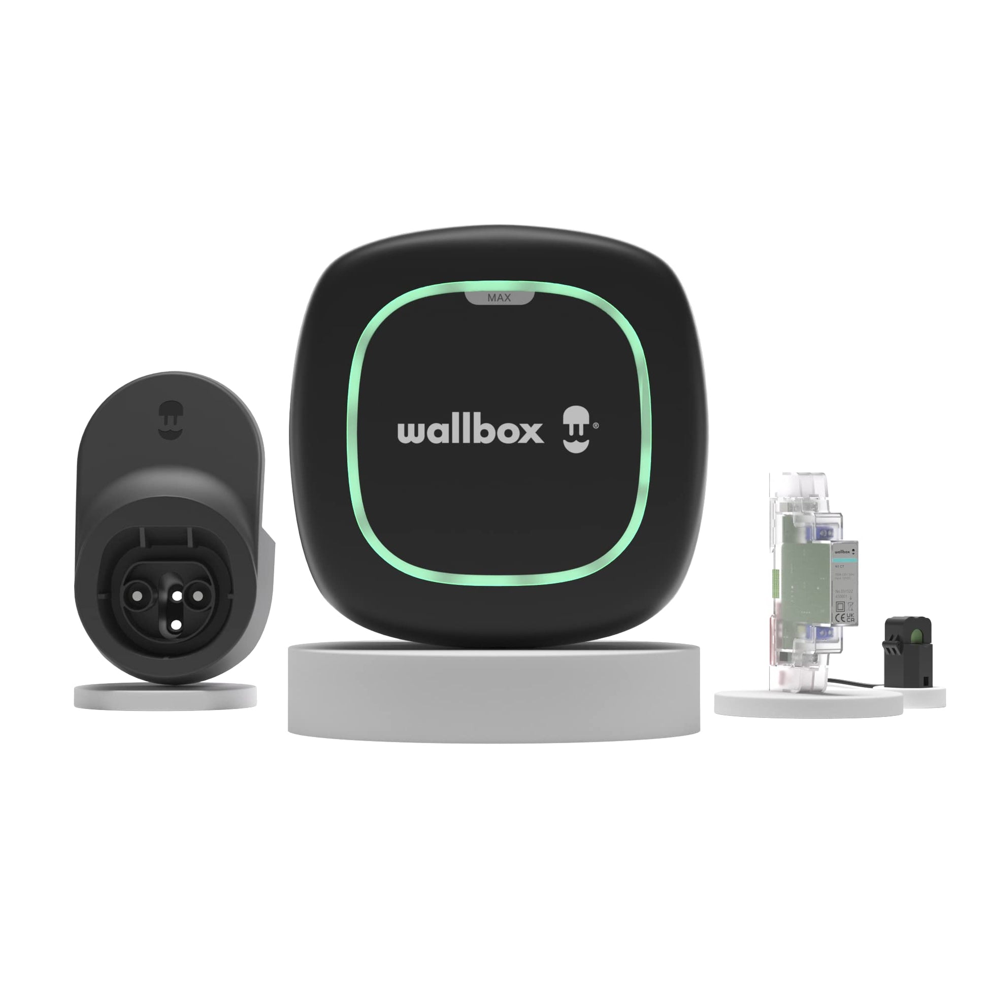 Wallbox Paquete de Carga Solar Pulsar Plus Cargador de vehículo eléctrico (7,4 kW, 5 Metros, Tipo 2, WiFi, Bluetooth, OCPP, Interior/Exterior) Blanco + Power Boost monofásico