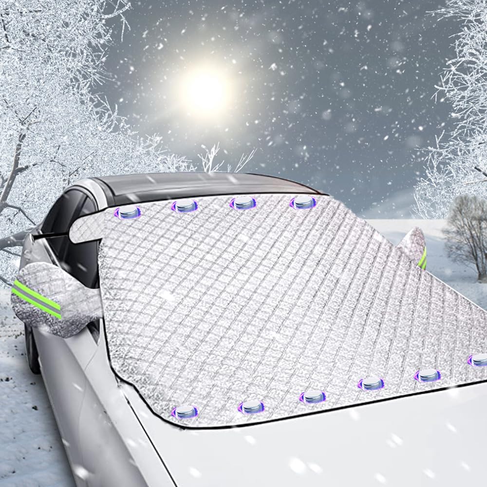 Parasol Coche Delantero, Protector de Parabrisas,Cubierta del Parabrisas Coche para Protege de Nieve, Rayos UV, 197 x 125 cm para Parabrisas se Ajusta a la Mayoría de Los Coches