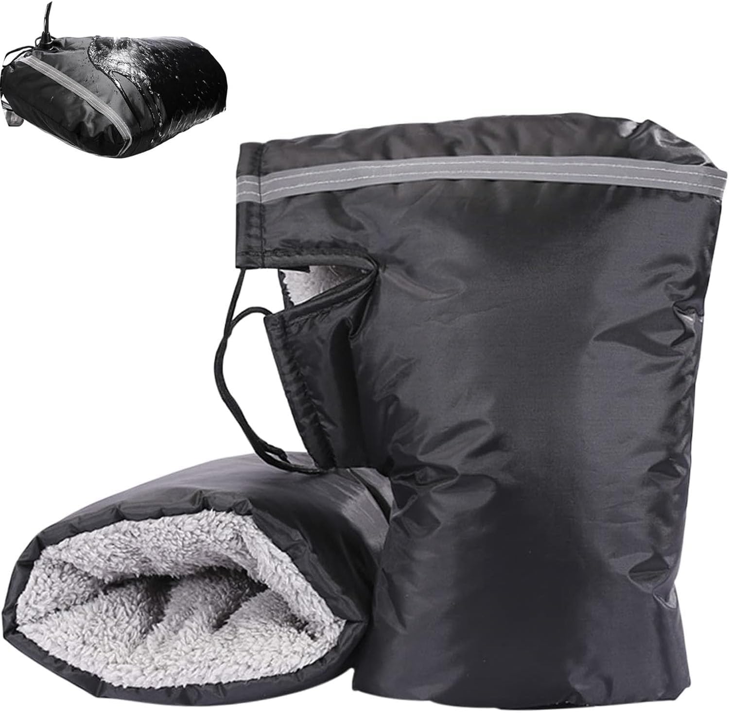 Winter Motorcycle Gloves with Reflective Bands, for Motorcycles, Scooters, Bicycles, Winter Men, Black