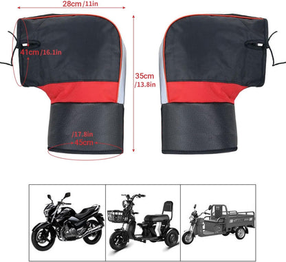 Motorcycle Handlebar Gloves, Waterproof Winter Handlebar Mitt, Universal Protective Gloves for Motorcycles, with Reflective Bands and Plush Lining for Scooter