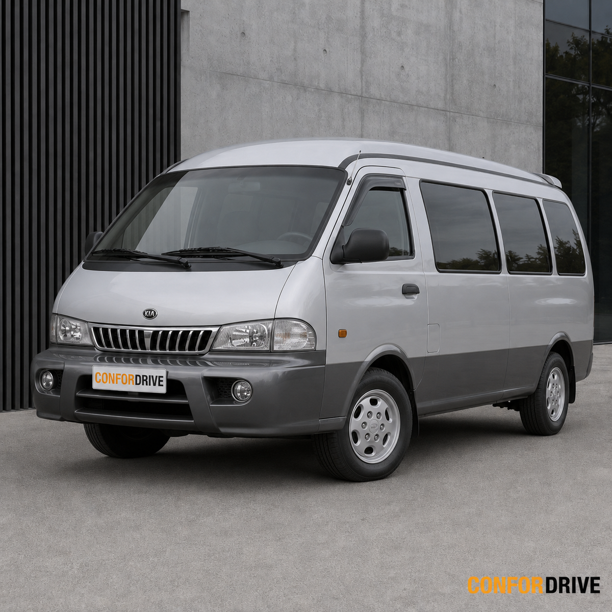 Kia Pregio 1997-2006 com chuventos CONFORDRIVE nas portas dianteiras