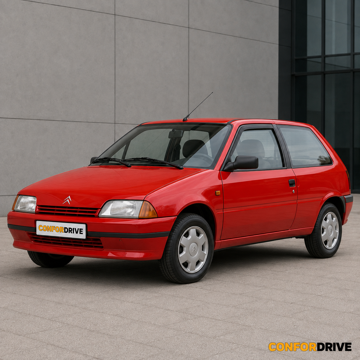 Citroën AX de 3 portas com chuventos nas portas dianteiras
