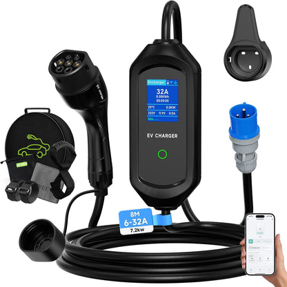 AFYEEV Tipo 2, 7,2 kW, cabo de 8 m; referência B0CXHWR52G
