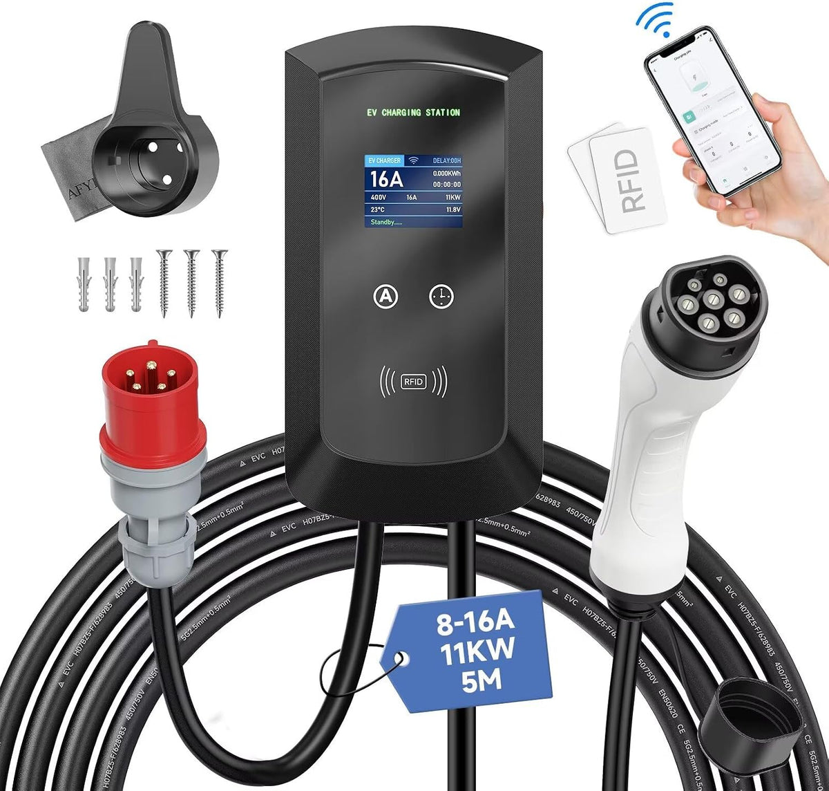 AFYEEV Tipo 2, 11 kW, cabo de 5 m; referência B0D9LCCZYC