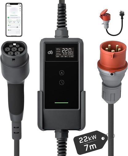 dé Tipo 2, 22 kW, cabo de 7 m; referência B0DL8P9BRH
