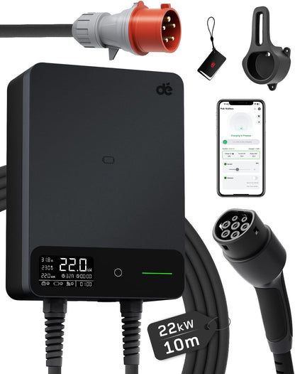 dé Tipo 2, 22 kW, cabo de 10 m, preto; referência B0DR9P87ZX