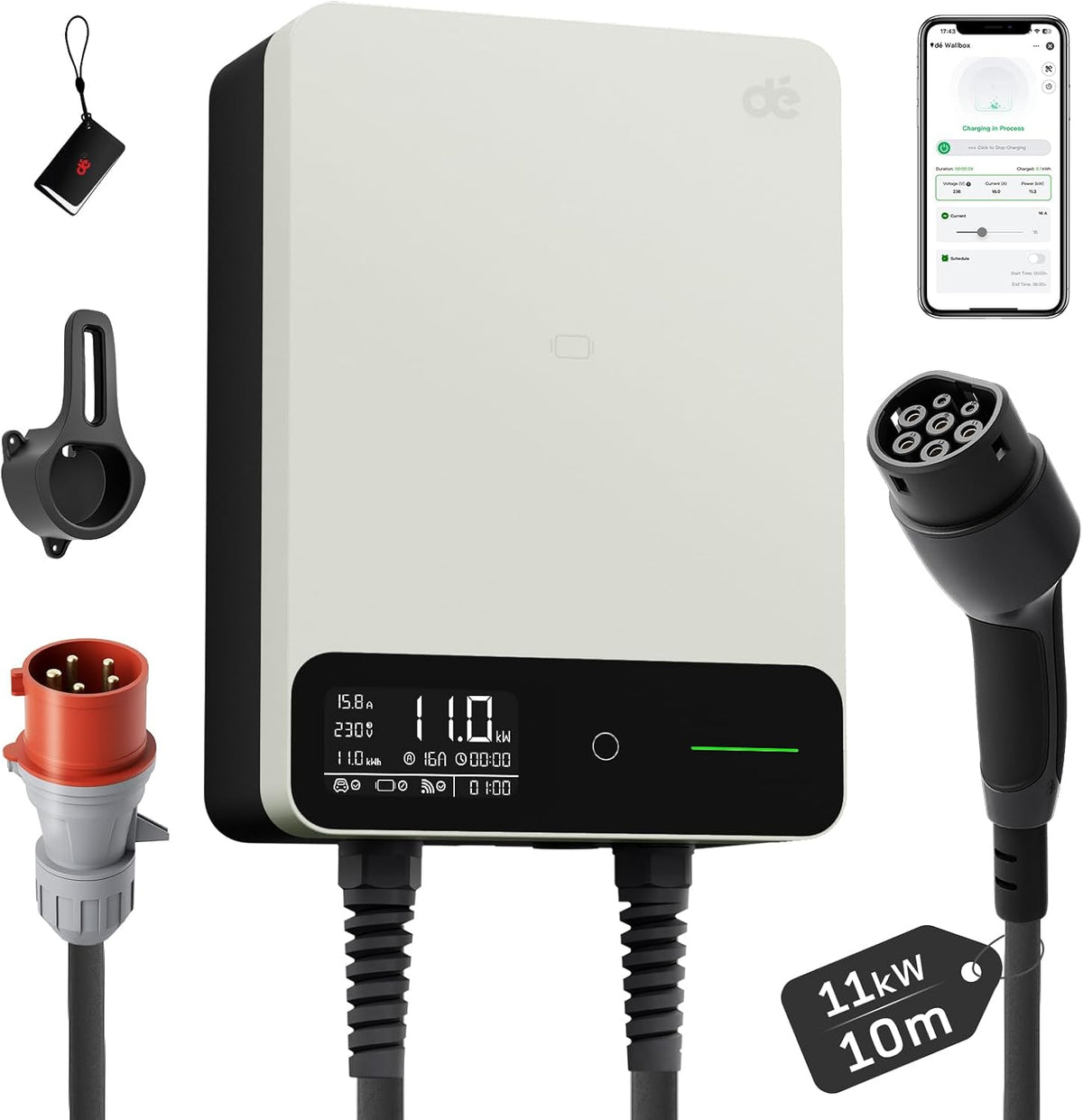 dé Tipo 2, 11 kW, cabo de 10 m, branco; referência B0FBRLSKHG