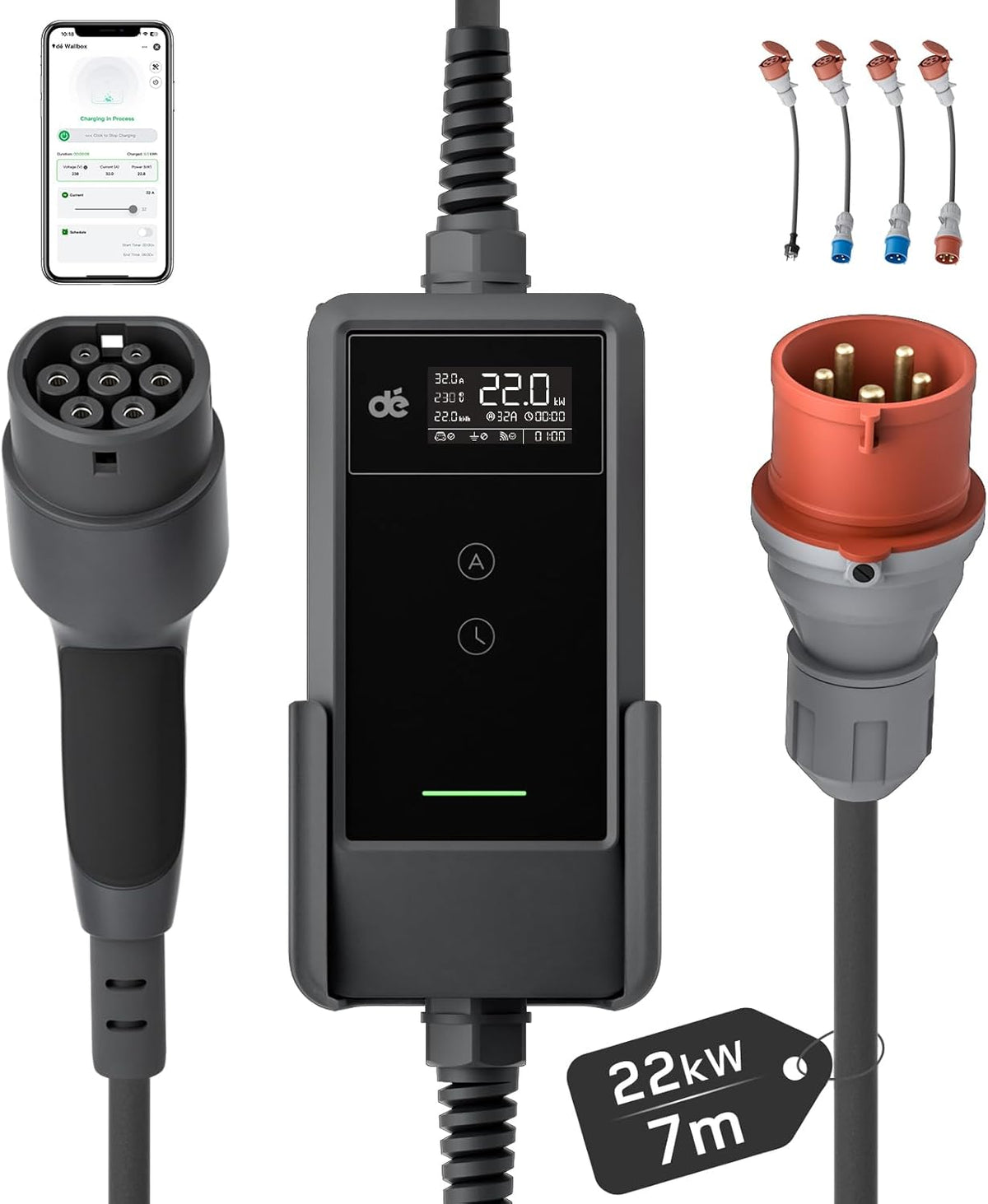 dé Tipo 2, 22 kW, cabo de 7 m; referência B0FQHNYZYV
