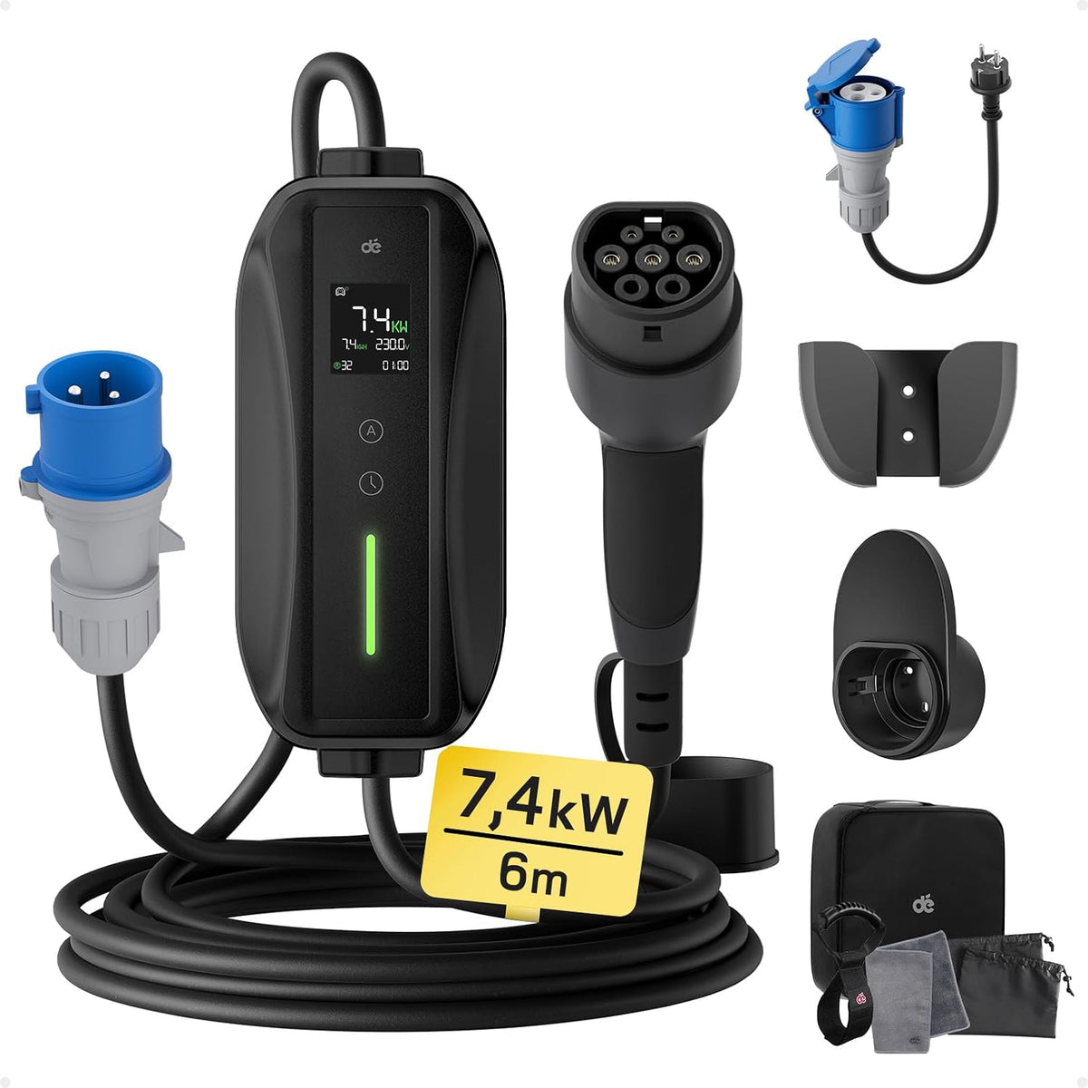 dé Tipo 2, 7,4 kW, cabo de 6 m; referência B0GWHCDKM5
