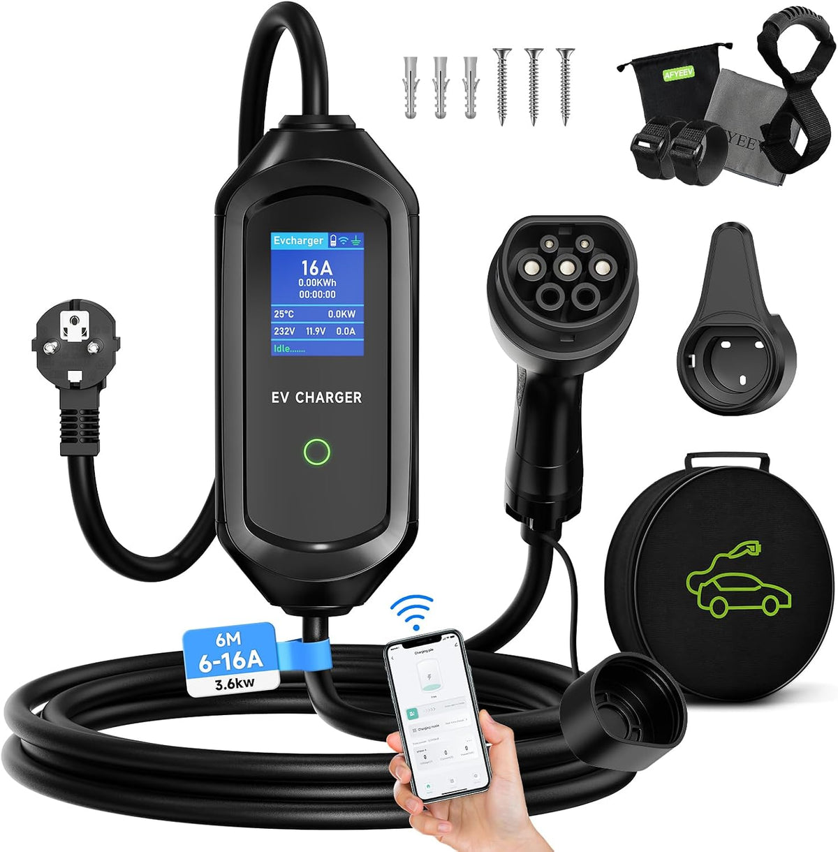 AFYEEV Tipo 2, 3,6 kW, cabo de 6 m; referência B0GYRRH2K9