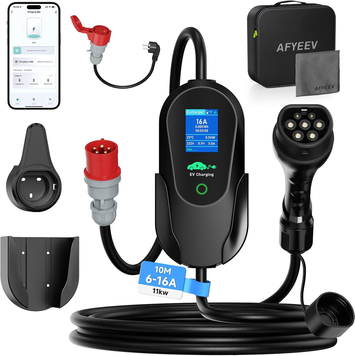 AFYEEV Tipo 2, 11 kW, cabo de 10 m; referência B0H9KC4B7K
