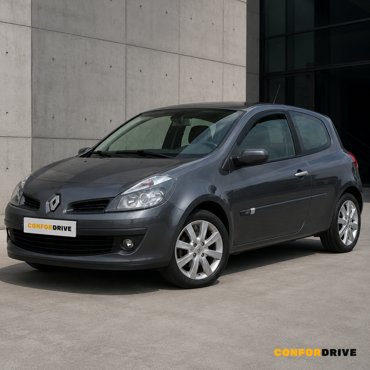 Renault Clio III 2005-2012 de 3 portas com chuventos interiores nas portas da frente